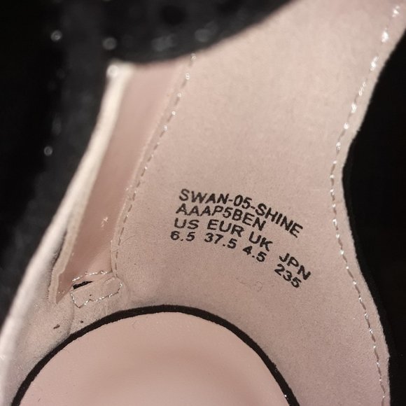 SOLD DREAM PAIRS Black Pearl Shine Swan Platform Pump Peep Toe High Heels - 5 in - Picture 15 of 16